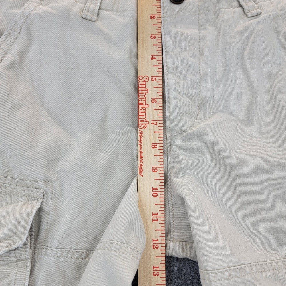 Abercrombie Fitch Shorts Mens 32 Khaki Tan Heavy Cargo Distressed Military Y2K - Picture 11 of 14